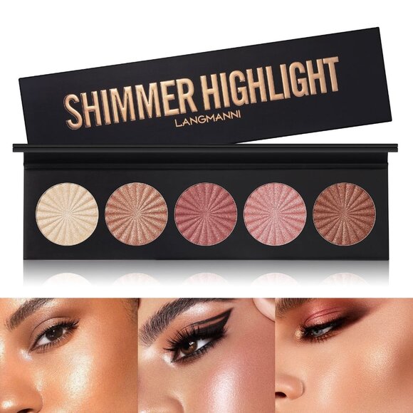 Daqian 5 Colors Shimmer Highlighter , Face-Contour Shiny Glow Highlight Powder - Picture 1 of 7